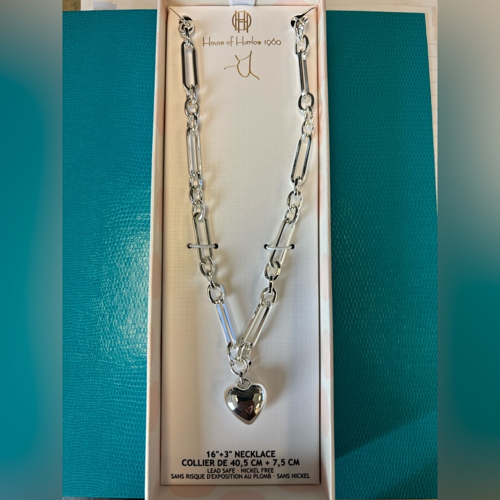 House of Harlow 1960 Silver Heart Necklace